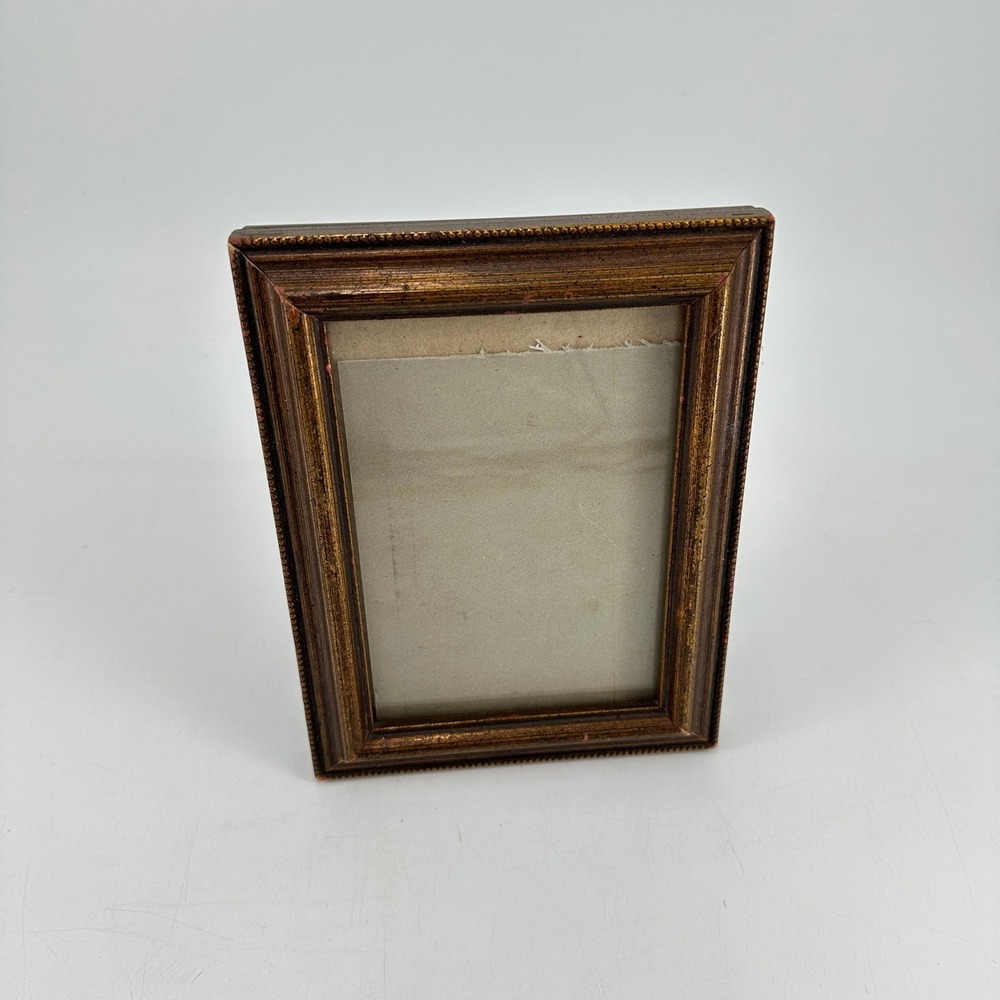 Vintage Style Bronze Gold Beaded Wood Picture Frame 5x7 Tabletop Wall Decor